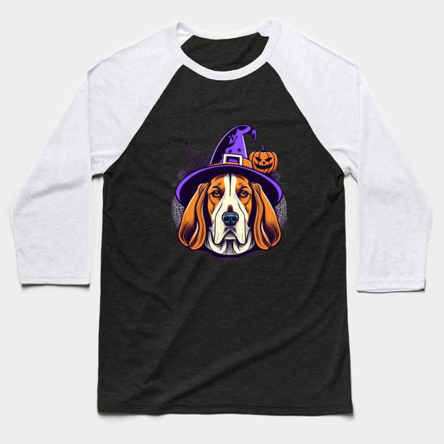 Basset Hound Pumpkin Baseball T-Shirt by BukovskyART